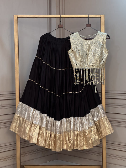 Rayon Flair Lehenga with Mirror Work Blouse ClothsVilla Main image