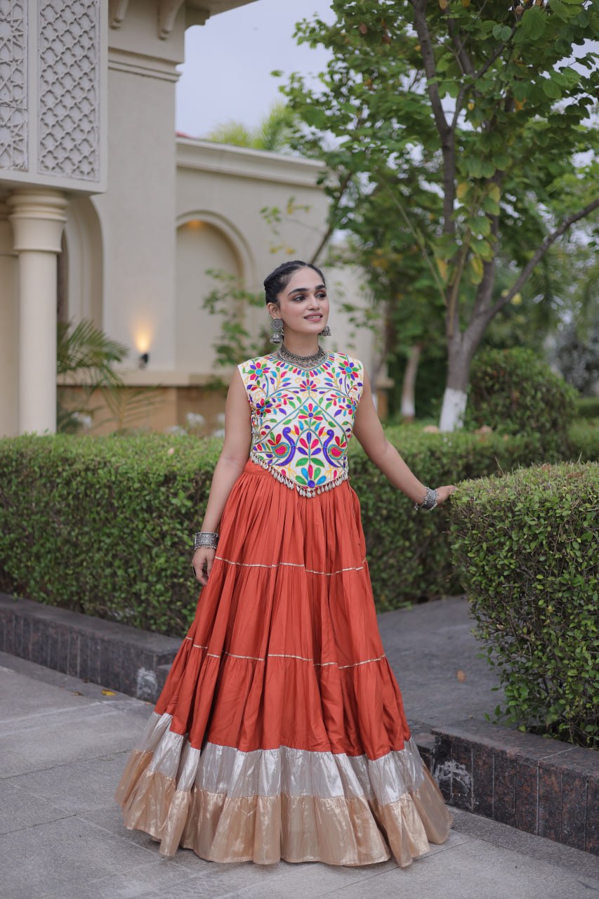 Rayon Kutchi Work Lehenga Choli ClothsVilla