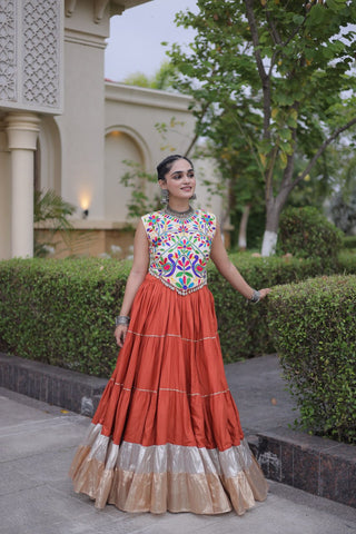 Rayon Kutchi Work Lehenga Choli ClothsVilla