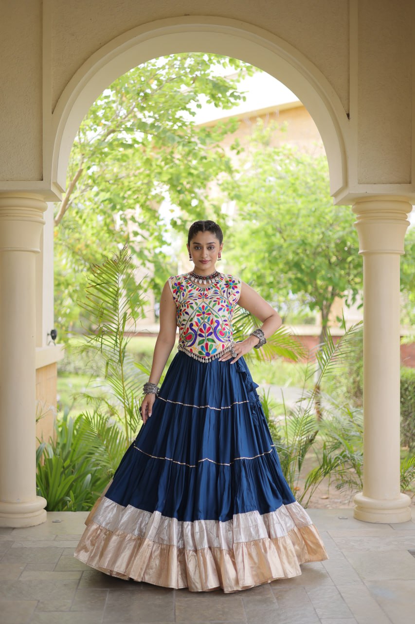 Rayon Kutchi Work Lehenga Choli ClothsVilla