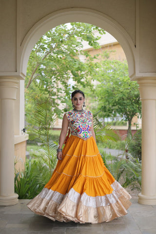 Rayon Kutchi Work Lehenga Choli ClothsVilla