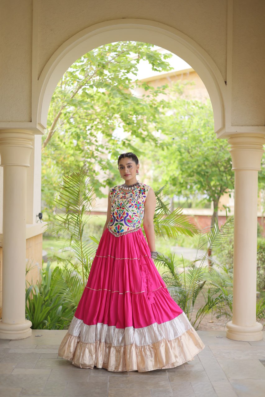 Rayon Kutchi Work Lehenga Choli ClothsVilla