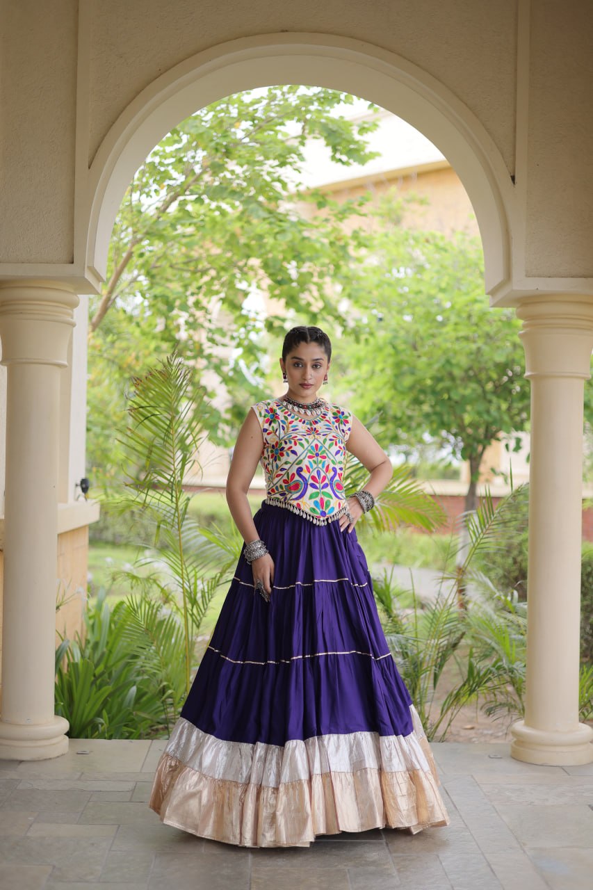 Rayon Kutchi Work Lehenga Choli ClothsVilla