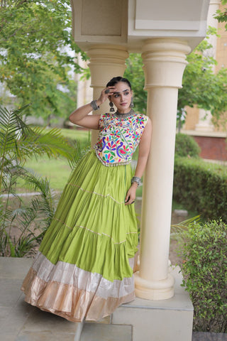 Rayon Kutchi Work Lehenga Choli ClothsVilla