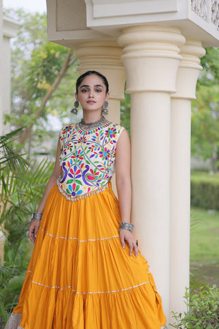 Rayon Kutchi Work Lehenga Choli ClothsVilla