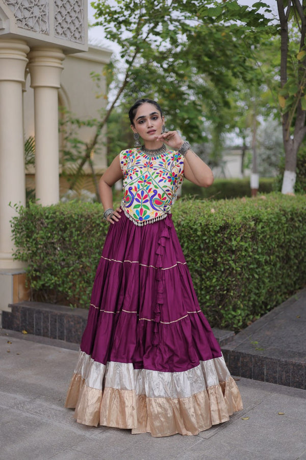 Rayon Kutchi Work Lehenga Choli ClothsVilla
