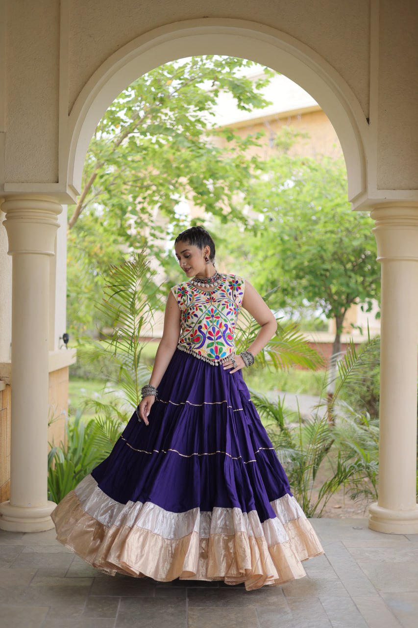 Rayon Kutchi Work Lehenga Choli ClothsVilla
