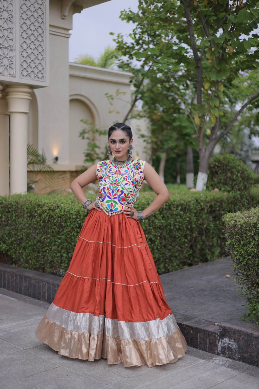 Rayon Kutchi Work Lehenga Choli ClothsVilla