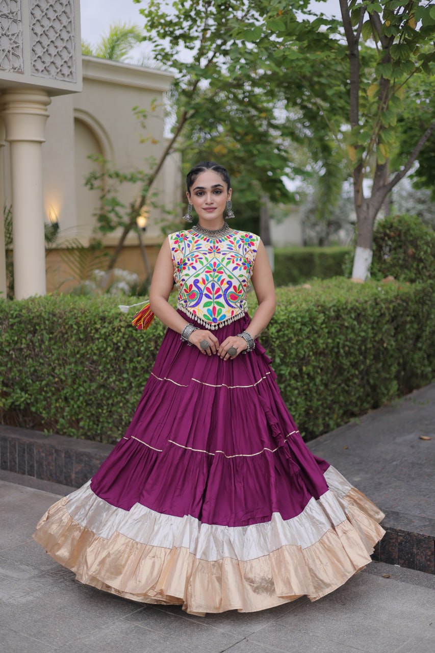 Rayon Kutchi Work Lehenga Choli ClothsVilla