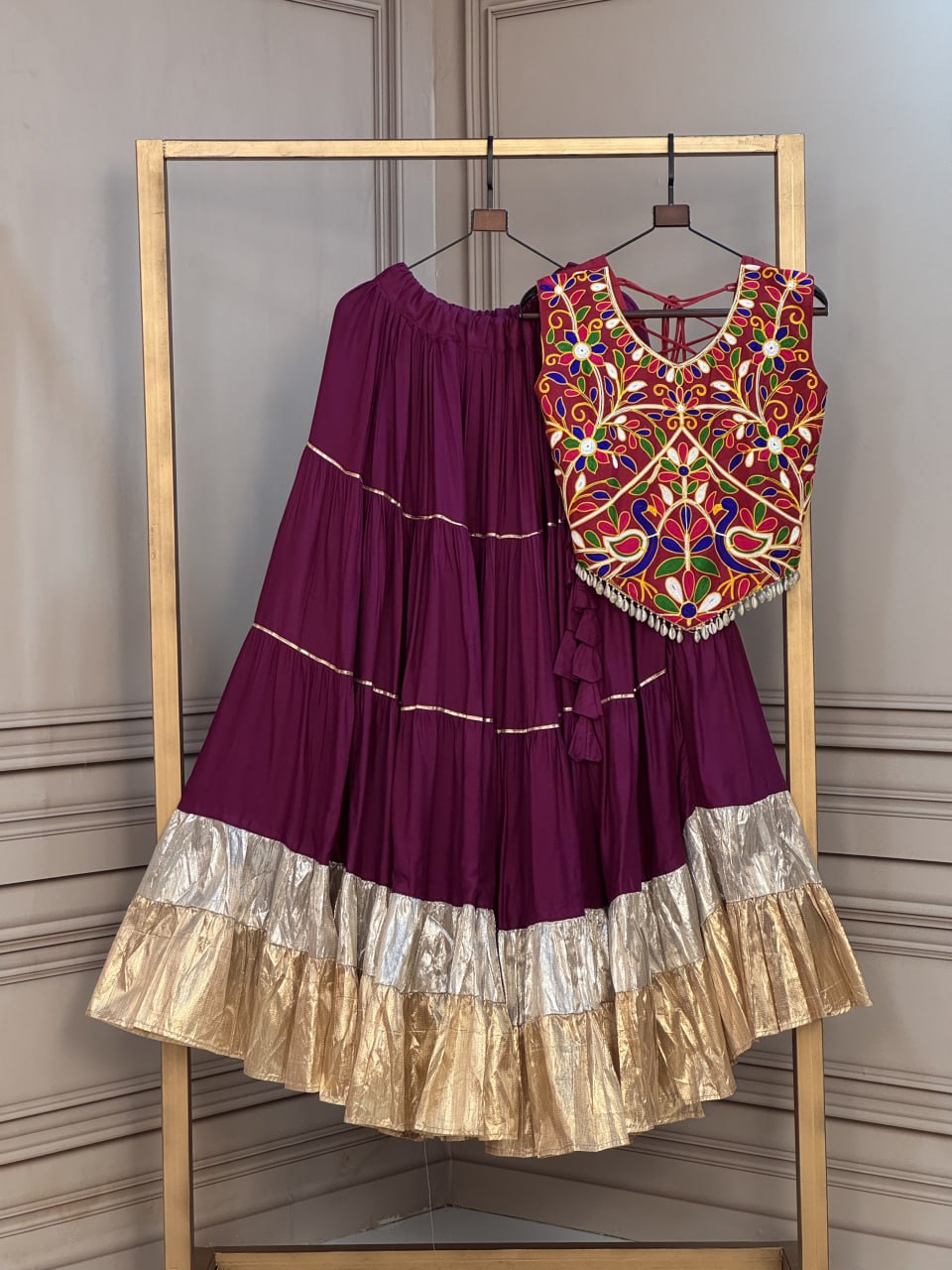 Rayon Kutchi Work Lehenga Choli ClothsVilla