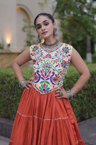 Rayon Kutchi Work Lehenga Choli ClothsVilla