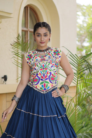 Rayon Kutchi Work Lehenga Choli ClothsVilla