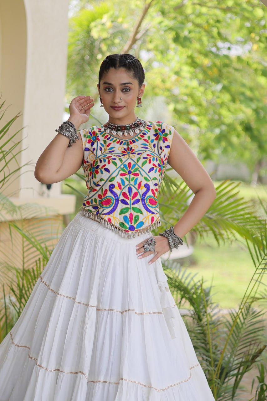 Rayon Kutchi Work Lehenga Choli ClothsVilla