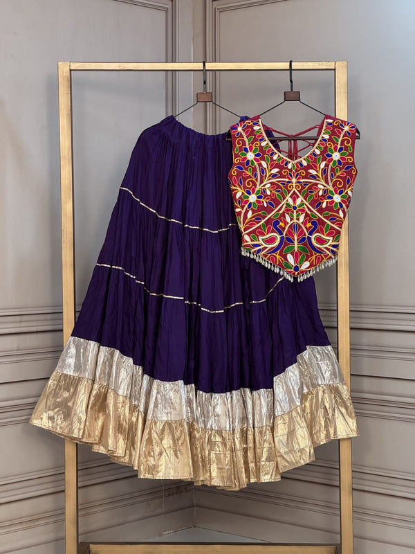 Rayon Kutchi Work Lehenga Choli ClothsVilla