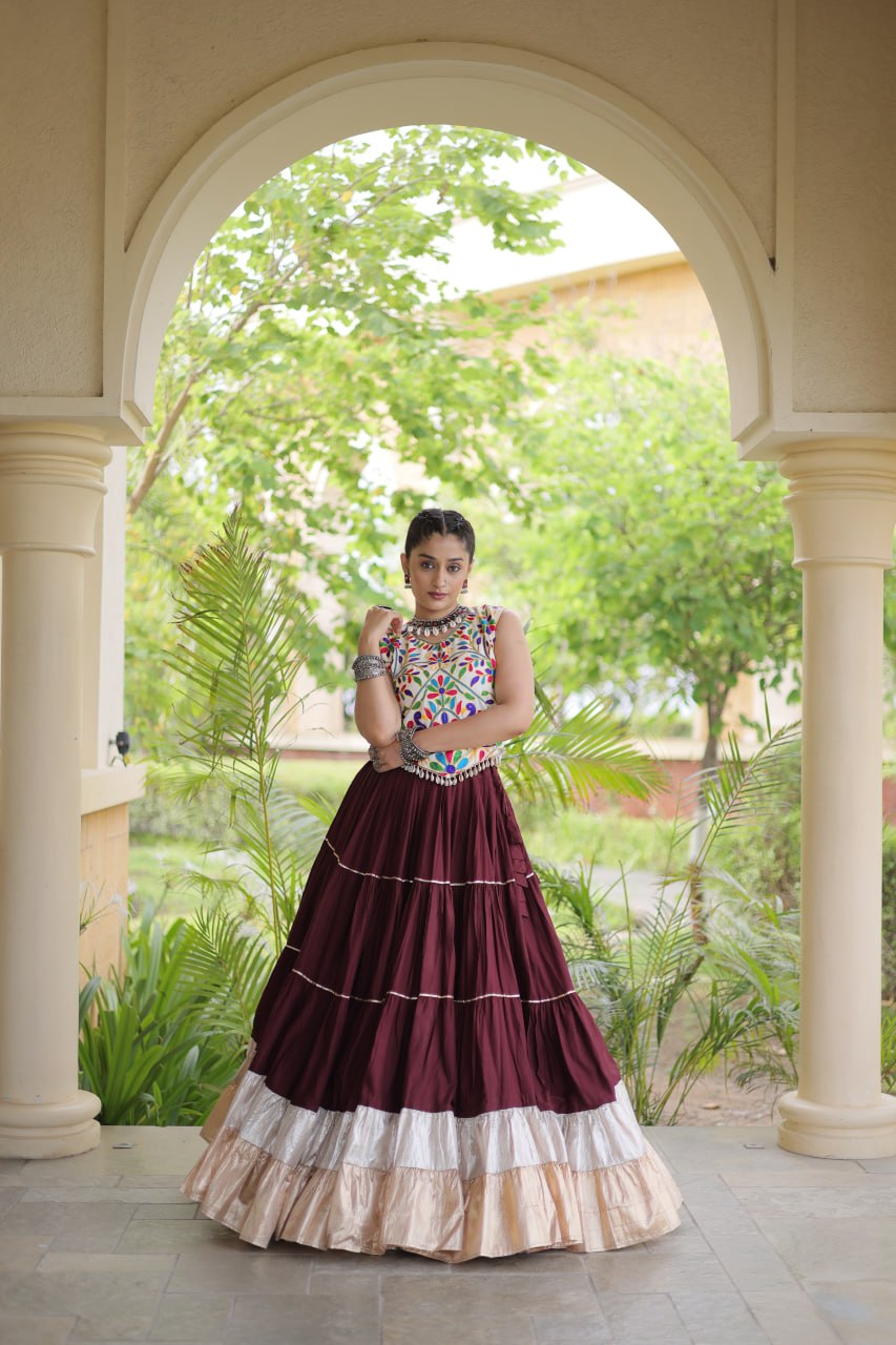 Rayon Kutchi Work Lehenga Choli ClothsVilla