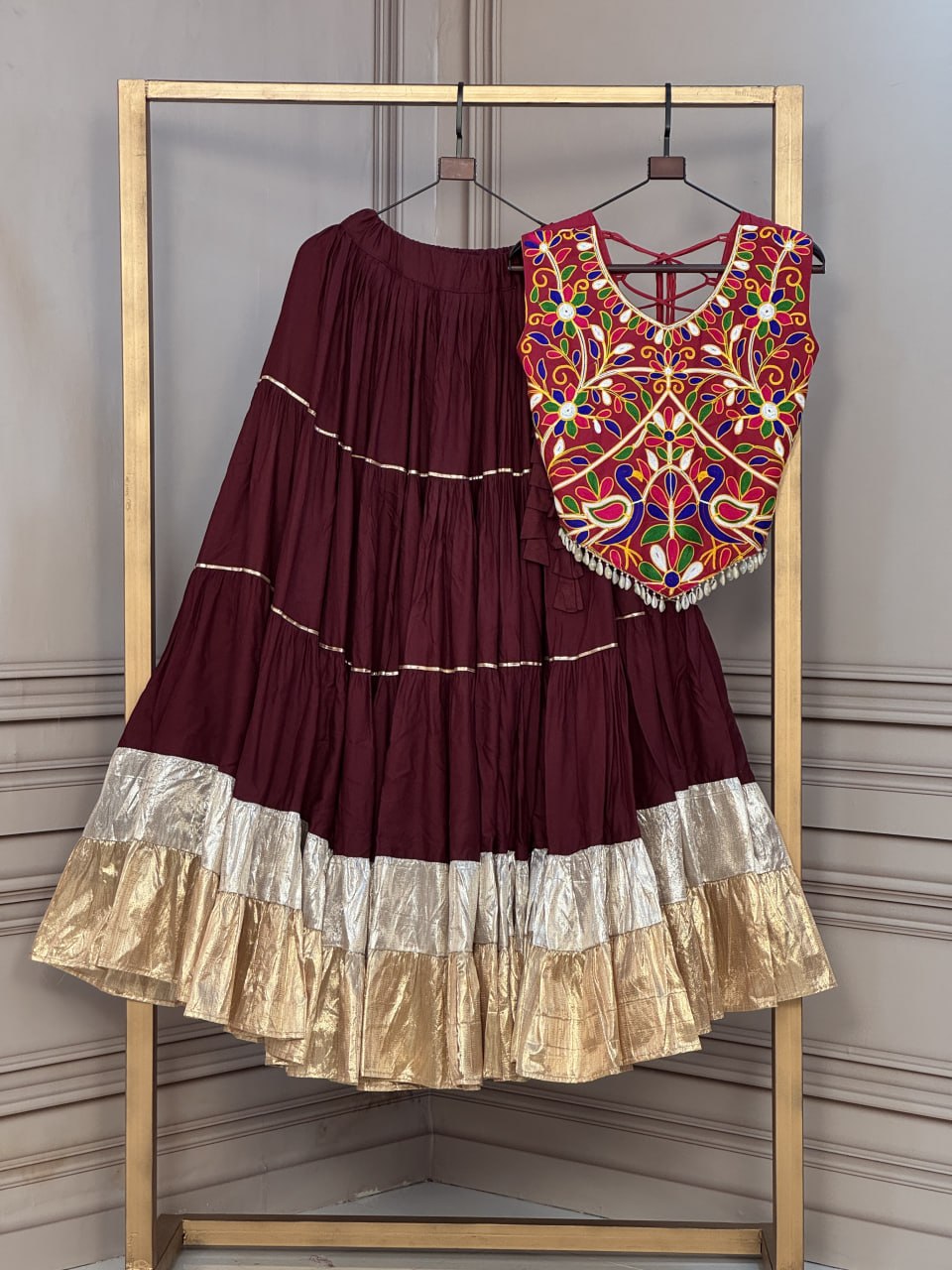 Rayon Kutchi Work Lehenga Choli ClothsVilla