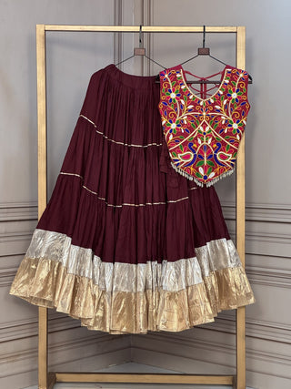 Rayon Kutchi Work Lehenga Choli ClothsVilla