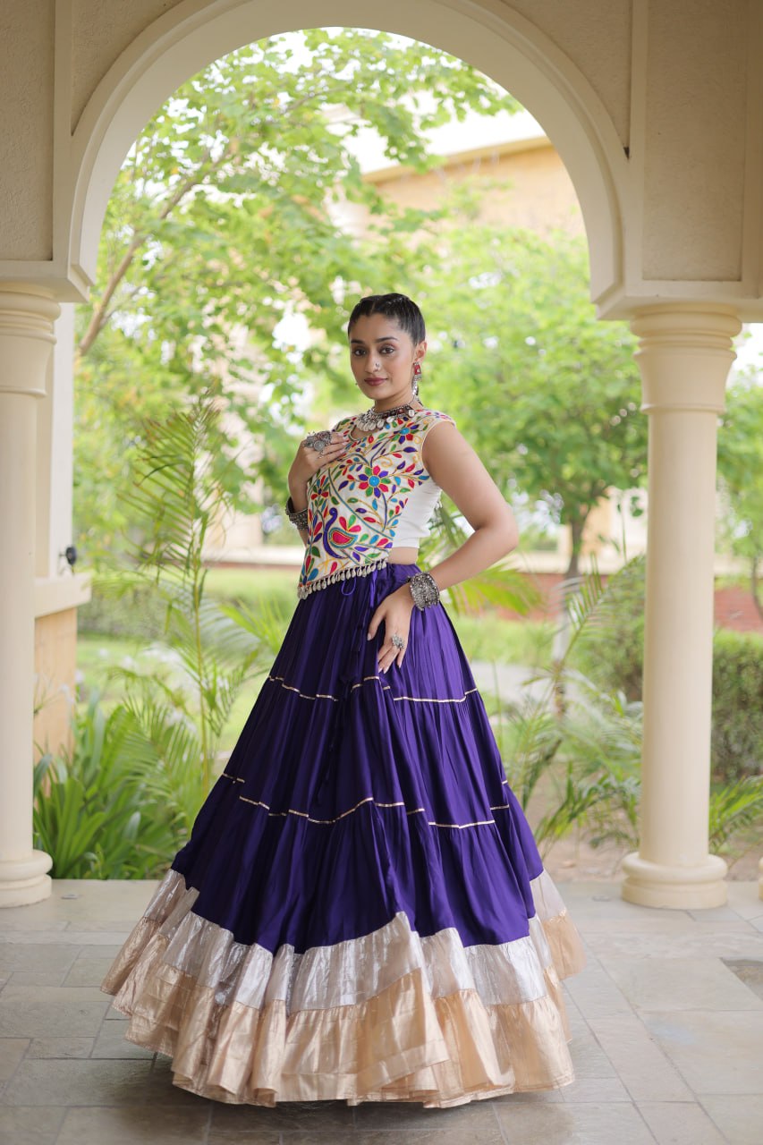 Rayon Kutchi Work Lehenga Choli ClothsVilla