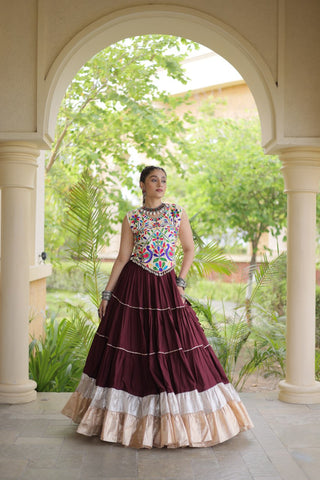 Rayon Kutchi Work Lehenga Choli ClothsVilla