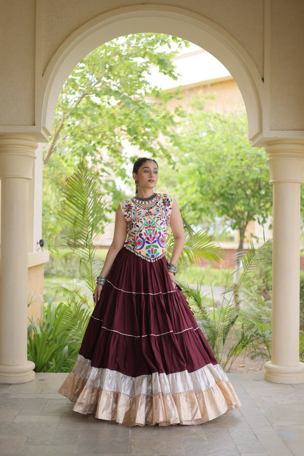 Rayon Kutchi Work Lehenga Choli ClothsVilla