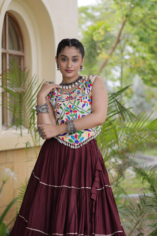 Rayon Kutchi Work Lehenga Choli ClothsVilla