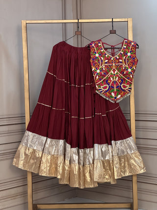 Rayon Kutchi Work Lehenga Choli ClothsVilla