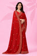 Load image into Gallery viewer, Red Art Silk Sequins Saree ClothsVilla