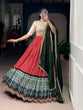 Load image into Gallery viewer, Red Bandhej &amp; Ajrakh Printed Lehenga Choli Set ClothsVilla