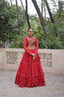 Load image into Gallery viewer, Red Bandhej Print Faux Georgette Lehenga Choli Set with Gotta Patti &amp; Gamthi Embroidery – Stitched ClothsVilla