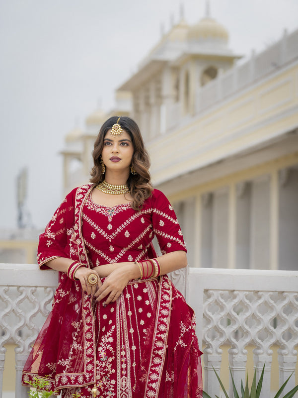 Red Bridal Lehenga Choli Set