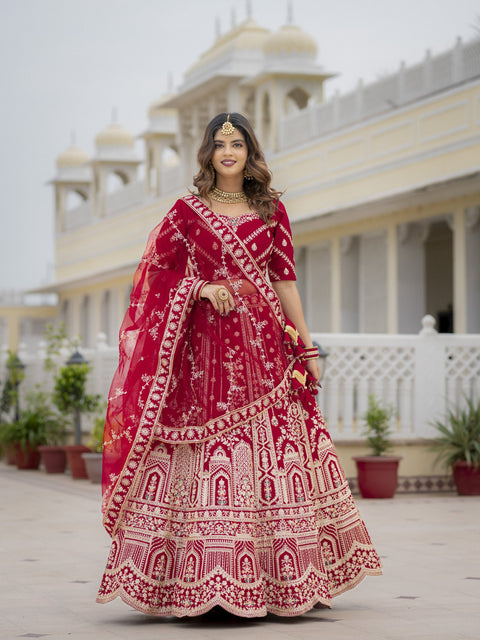 Red Bridal Lehenga Choli Set Main image