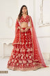 Load image into Gallery viewer, Red Butterfly Net Lehenga with White Cotton Thread Work and Sequence Embroidery Clothsvilla