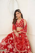 Load image into Gallery viewer, Red Butterfly Net Lehenga with White Cotton Thread Work and Sequence Embroidery