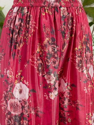 Red Chinon Embroidered Palazzo Set ClothsVilla