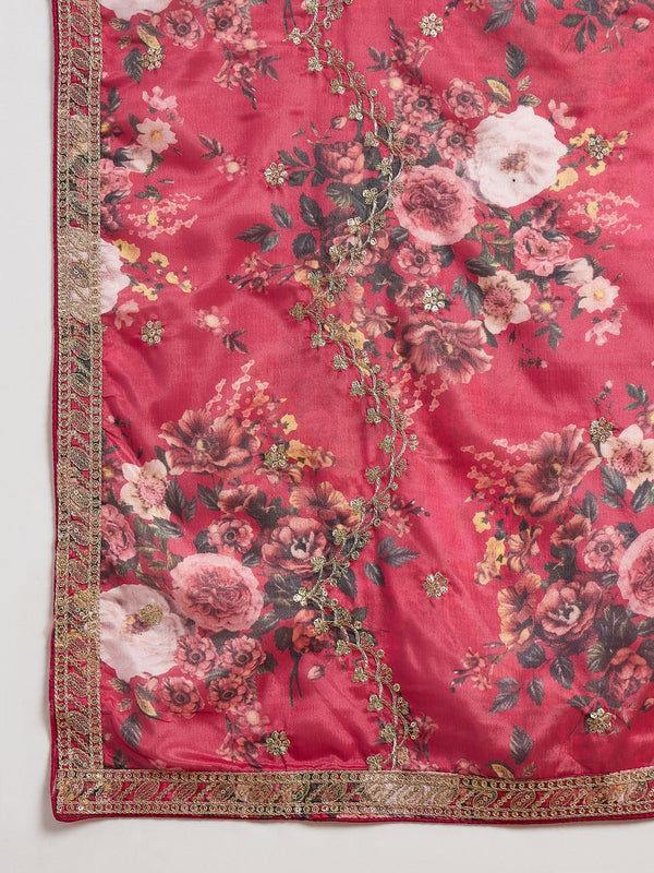 Red Chinon Embroidered Palazzo Set ClothsVilla
