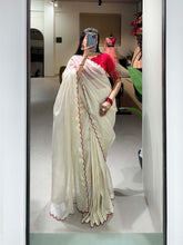 Load image into Gallery viewer, Red Color Arca Work Manipuri Tussar Saree Clothsvilla