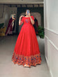 Load image into Gallery viewer, Red Color Banarasi Silk Pethani Gown Clothsvilla