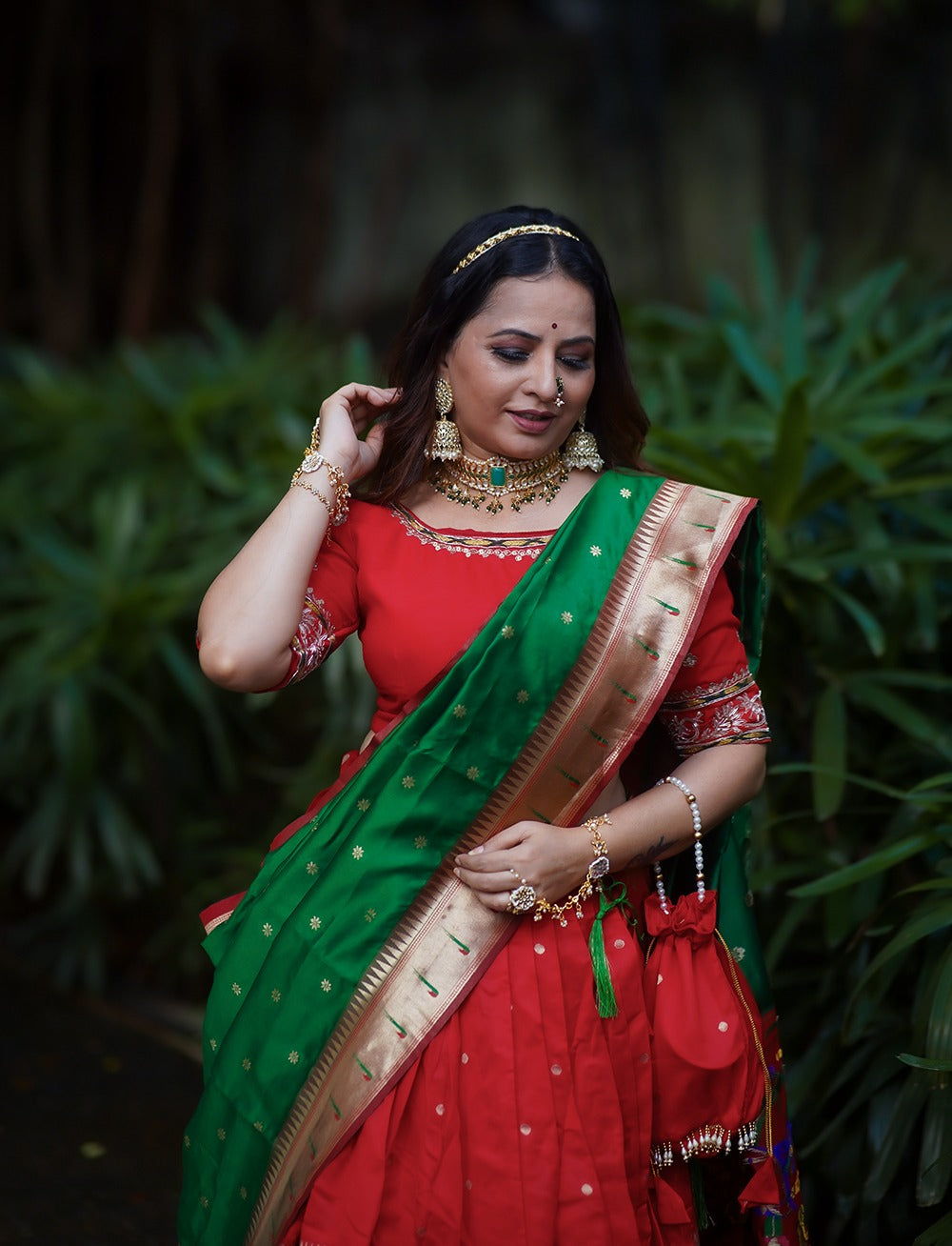 Red Color Exquisite Handwoven Paithani Lehenga Choli: Be the South Indian Bride of Your Dreams ClothsVilla