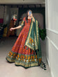 Load image into Gallery viewer, Red Color Patola Print Gown with Foil Detailing and Tussar Silk Elegance ClothsVilla
