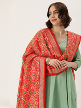 Load image into Gallery viewer, Red Color Tusser Silk Patola Printed Dupatta ClothsVilla