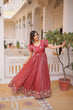 Load image into Gallery viewer, Red Crunchy Gown Double Frill Sleeves ClothsVilla