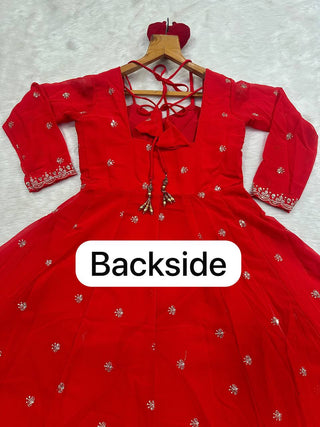 Red Designer Anarkali Suit ClothsVilla
