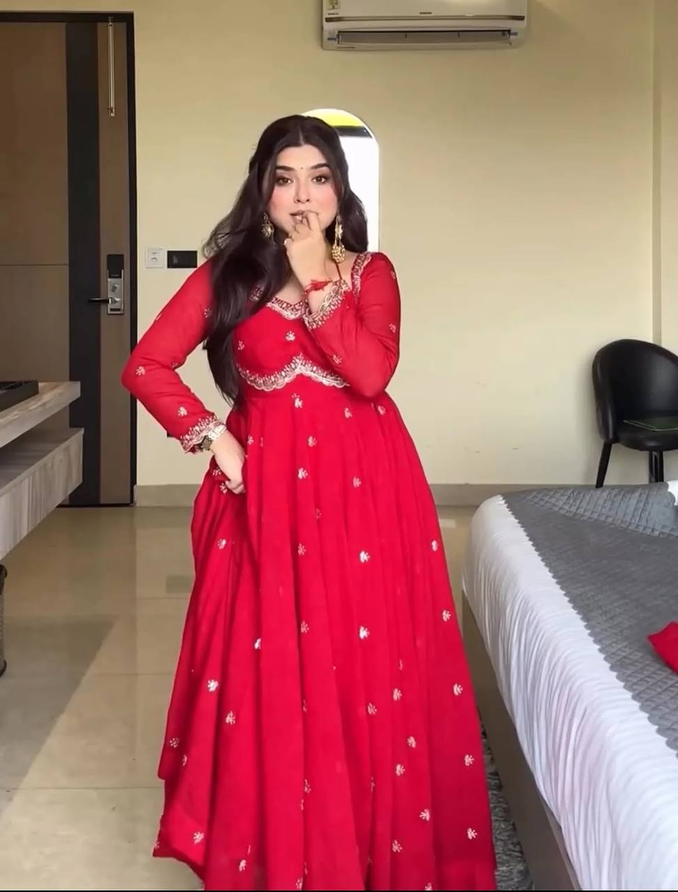 Red Designer Anarkali Suit ClothsVilla