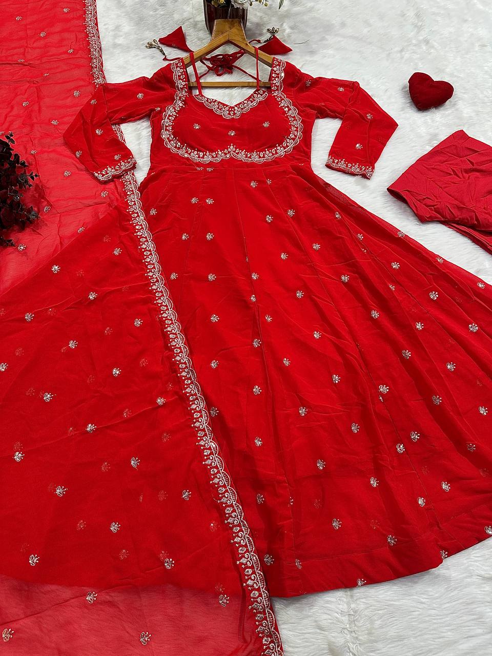 Red Designer Anarkali Suit ClothsVilla