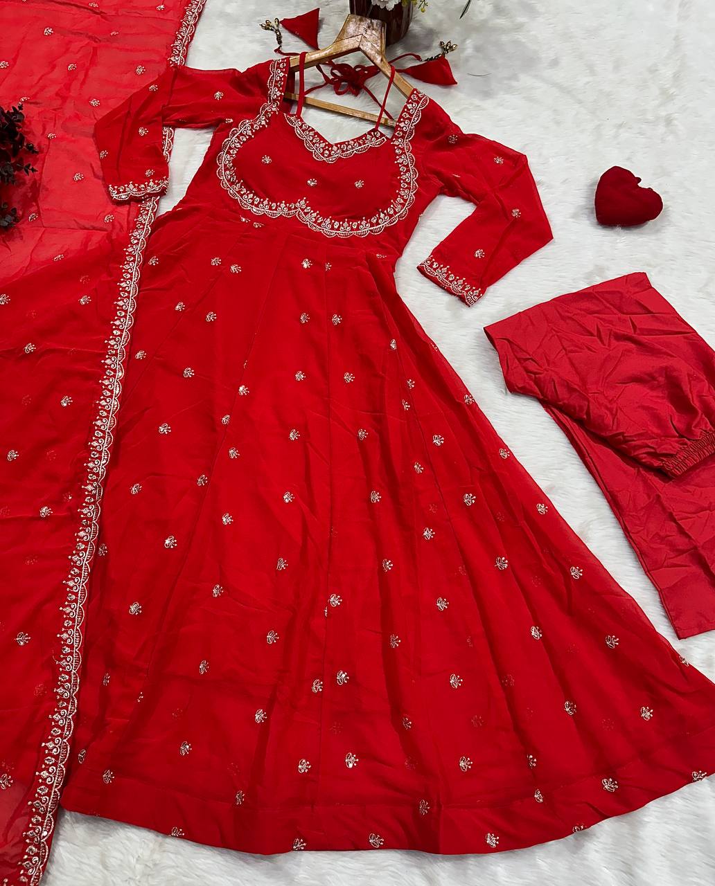 Red Designer Anarkali Suit ClothsVilla