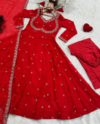 Red Designer Anarkali Suit ClothsVilla