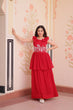 Load image into Gallery viewer, Red Designer Faux Blooming Embroidered Gown with Bead Work &amp; Canvas Patta Clothsvilla