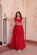 Load image into Gallery viewer, Red Designer Faux Blooming Embroidered Gown with Bead Work &amp; Canvas Patta Clothsvilla