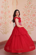 Load image into Gallery viewer, Red Designer Faux Blooming Embroidered Gown with Bead Work &amp; Canvas Patta Clothsvilla