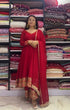 Load image into Gallery viewer, Red Designer Festivals &amp; Party Wear Fancy Anarkali Gown, Dupatta &amp; Plazzo Set – Elegant Embroidered Ensemble Clothsvilla